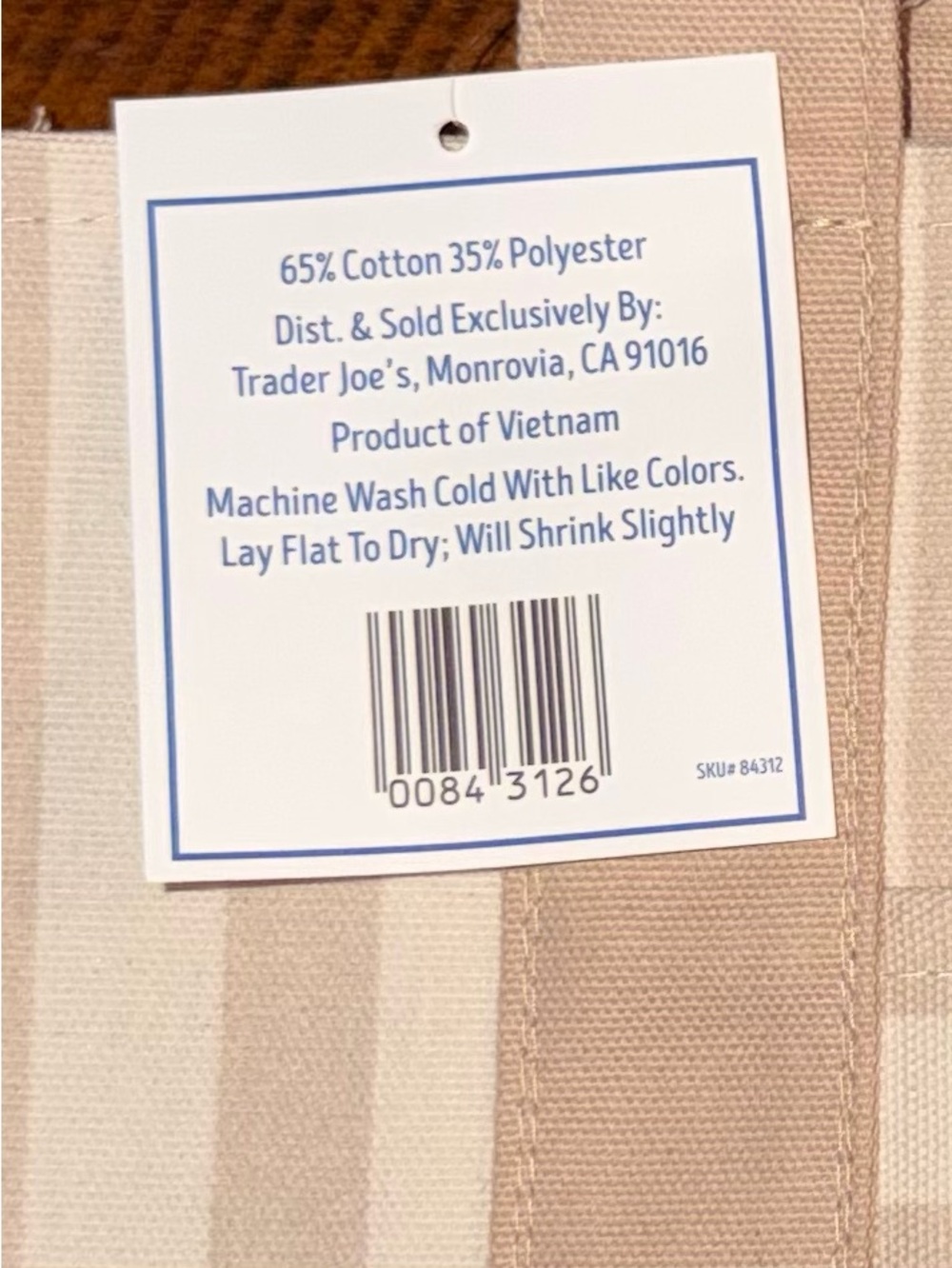 MINI NWT Trader Joe’s Summer Striped Mini Canvas Tote Bag - Cream & Beige - Picture 5 of 5